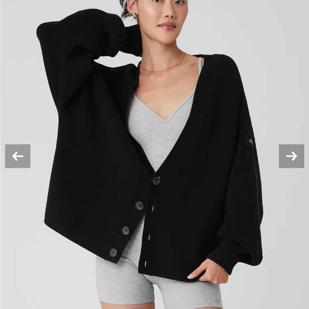 ALO Yoga Black Scholar Cardigan Sweater